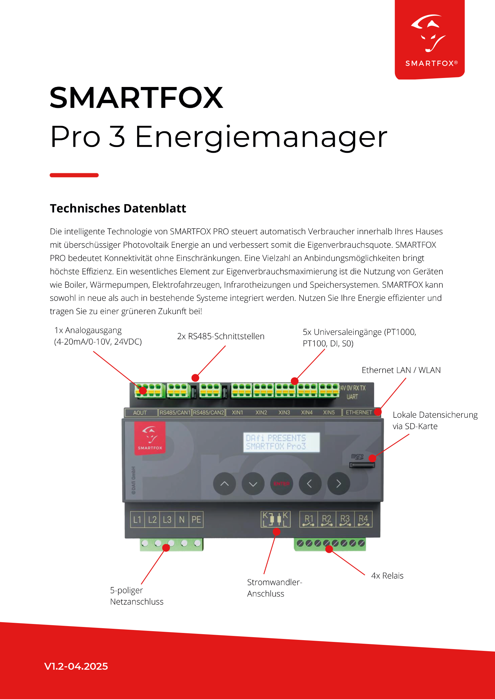 Flyer Datenblatt SMARTFOX Pro 3 Energiemanager, DE
