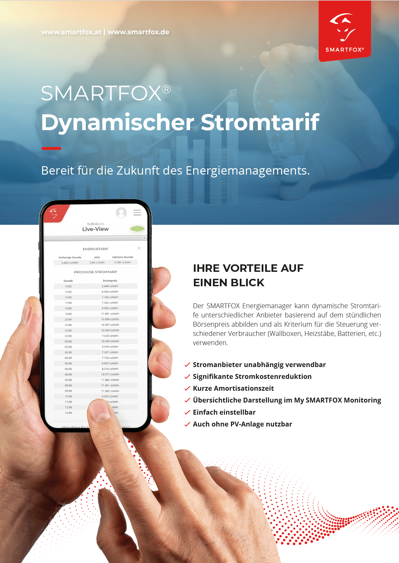 Flyer dynamischer Stromtarif SMARTFOX, DE