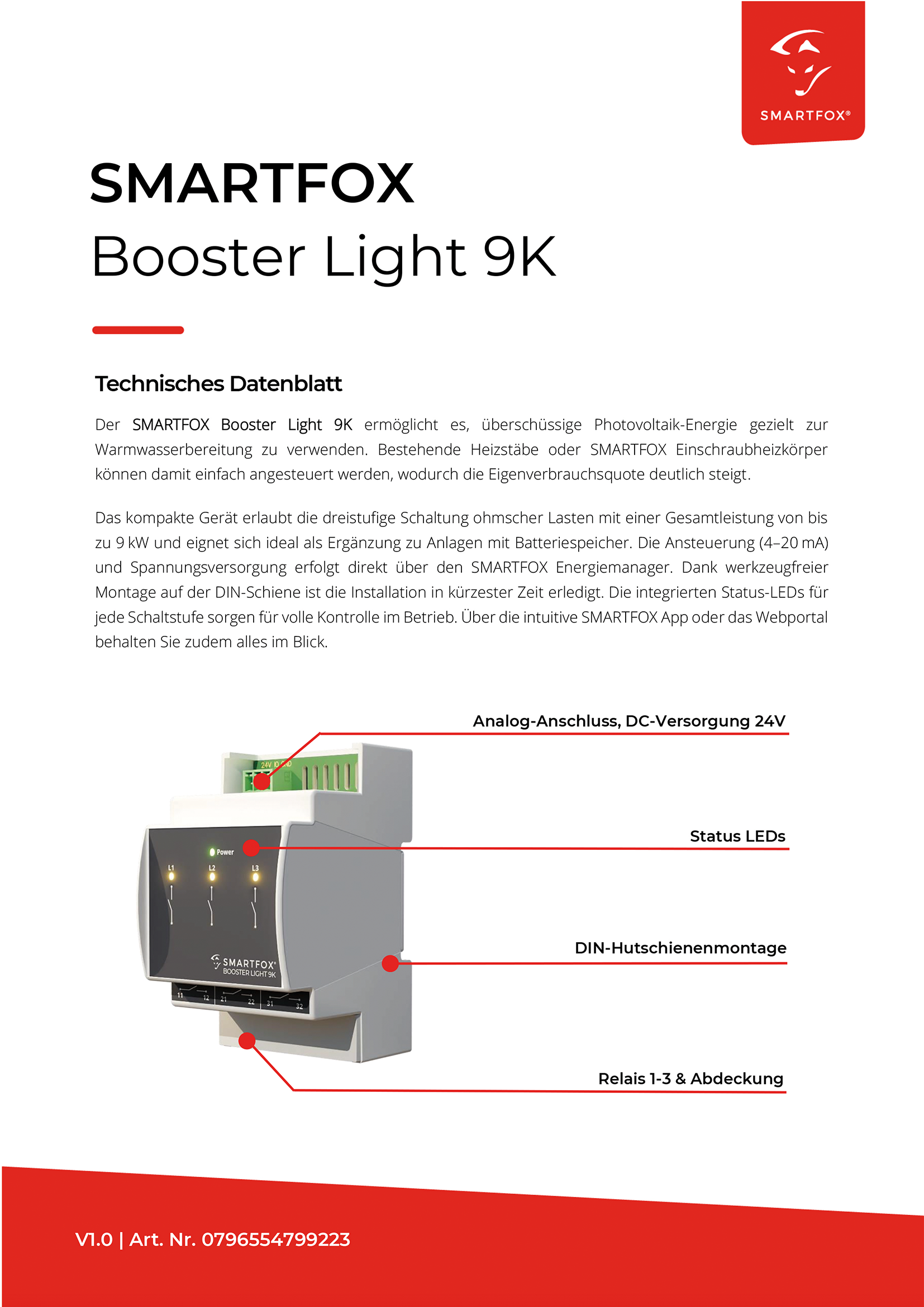 Flyer Datenblatt SMARTFOX Booster Light 9K, DE